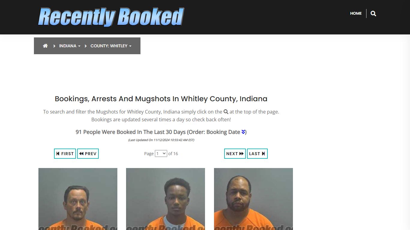 Bookings, Arrests and Mugshots in Whitley County, Indiana - Recently Booked