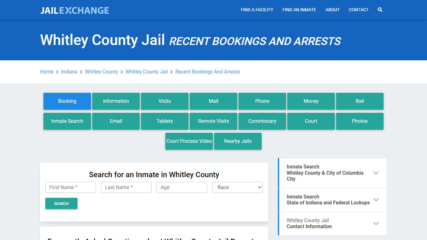 Whitley County Jail Recent Bookings And Arrests - Jail Exchange